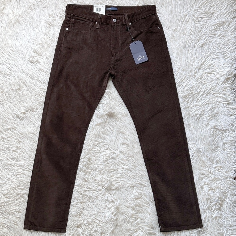 NWT Mens Levis 502 Tapered Fit Brown Cotton Corduroy Pants Size 34 x 32